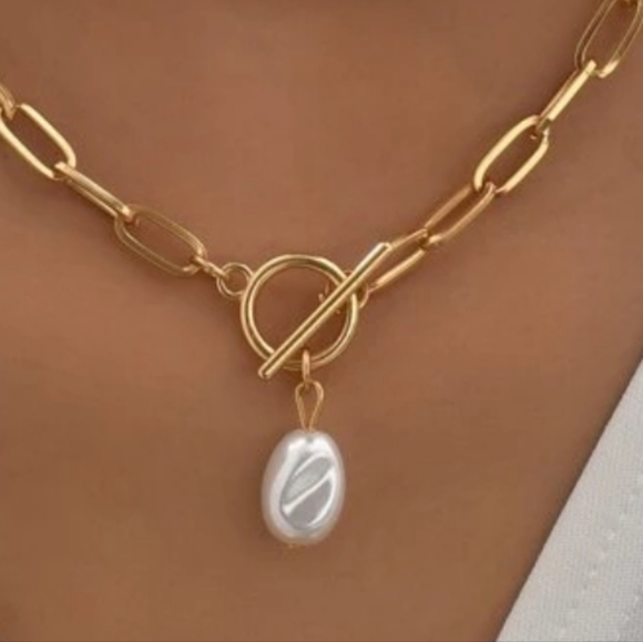 2pcs Gold Faux Pearl Charm Buckle Necklace - Picture 6 of 15